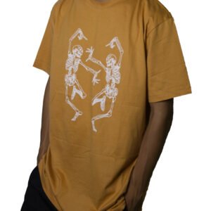 Dancing Skeleton Mustard Nude Oversized T-Shirt